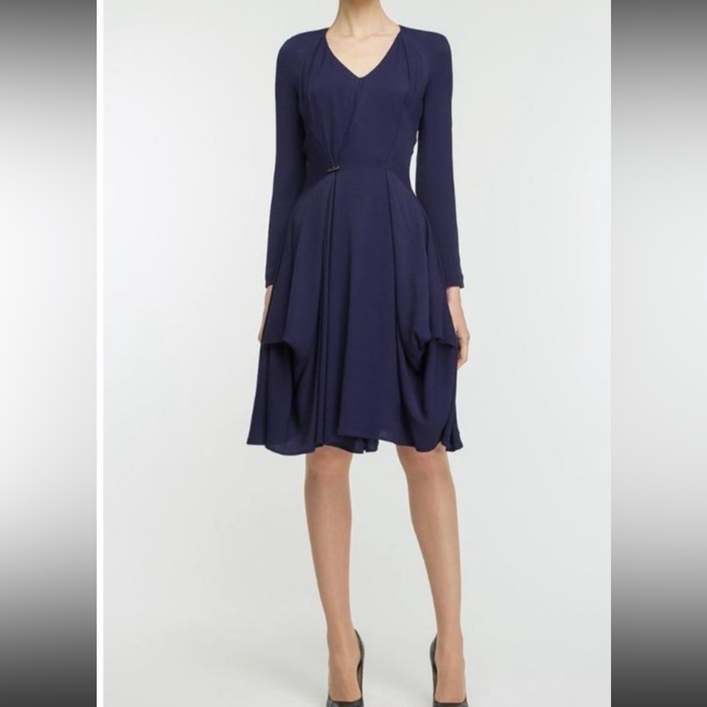 BGL Navy blue mid length NEW long sleeve dress for work / office play sz 38 Sm